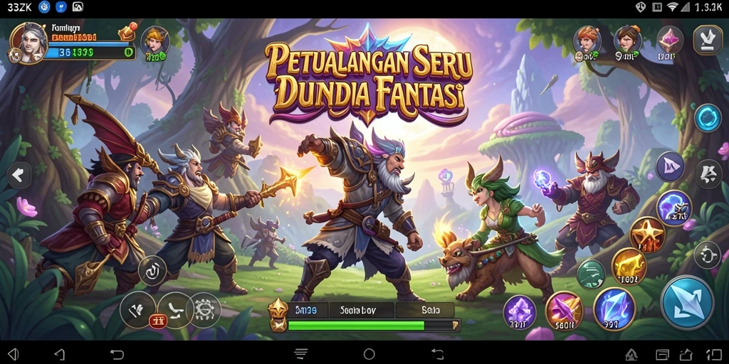 Tangkapan layar gameplay 33ZK yang menampilkan petualangan penuh warna.