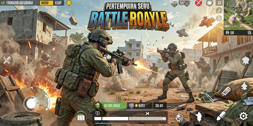 Tampilan gameplay seru di 55RP dengan pertempuran intens.