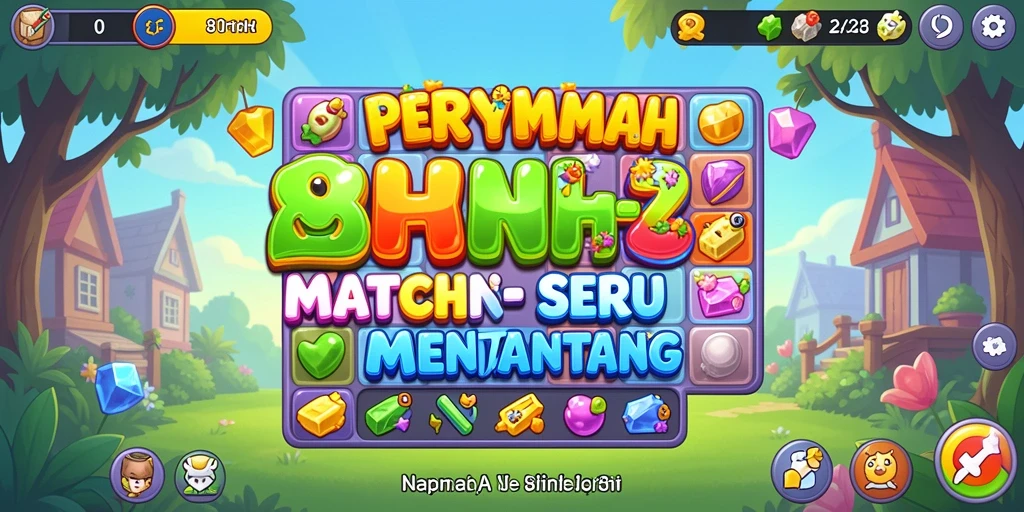 Tampilan gameplay seru dari 8HHH dengan banyak objek berwarna.