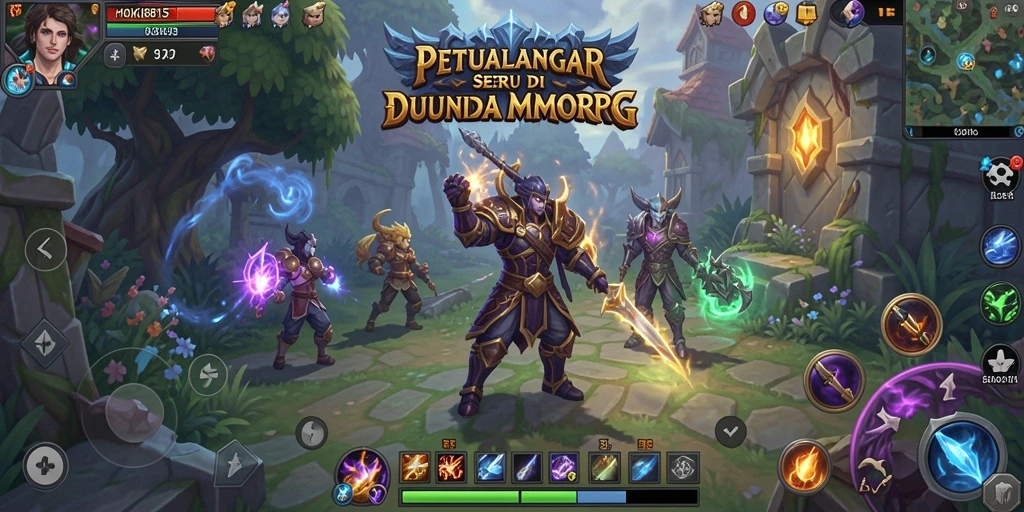 Screenshot gameplay HOKI8815 menampilkan pertarungan seru di dunia MMORPG.