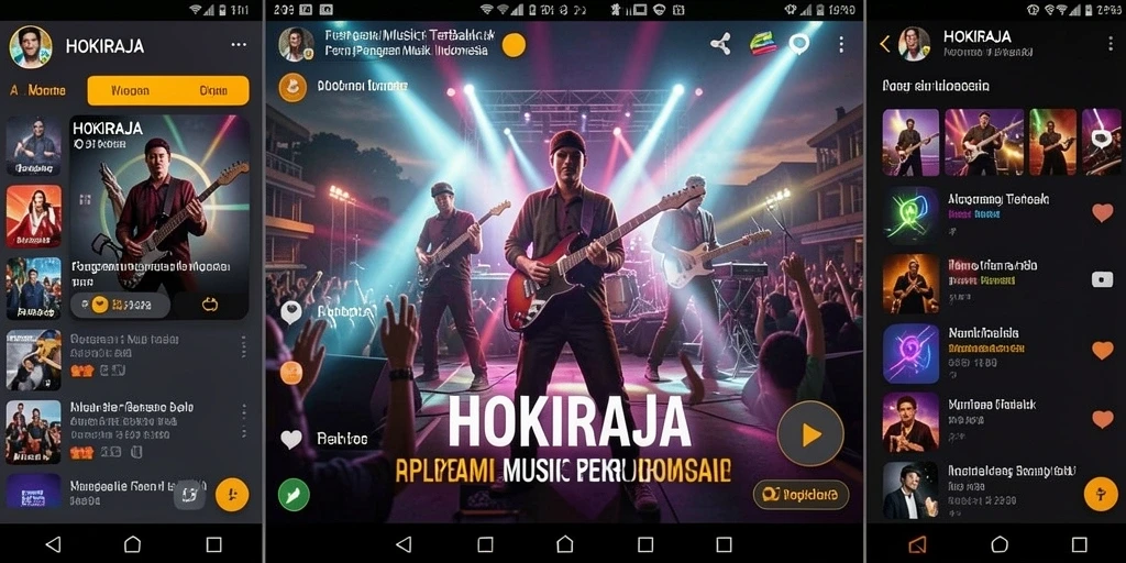 Tampilan antarmuka HOKIRAJA dengan koleksi lagu yang lengkap.