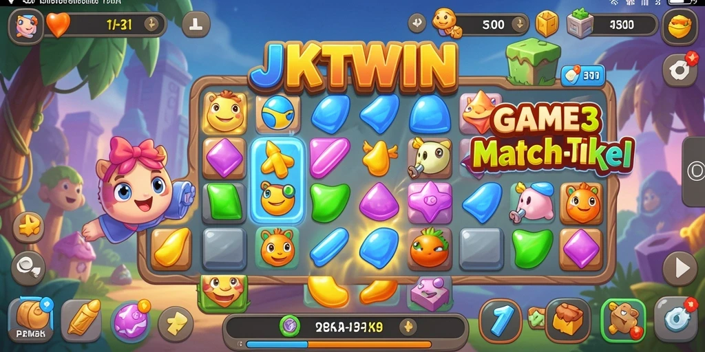 Screenshot utama JKTWIN menampilkan gameplay menantang Match-3.