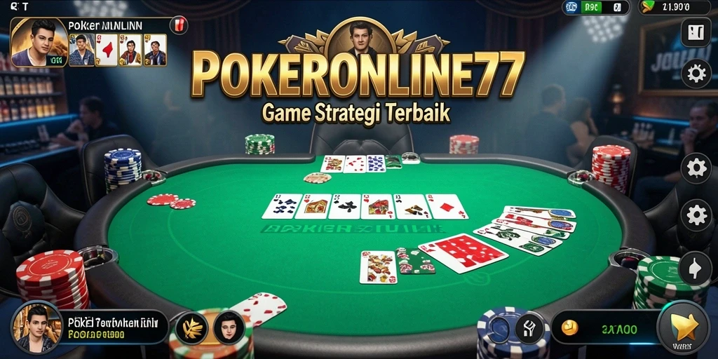 Screenshot gameplay POKERONLINE77 menunjukkan aksi seru di meja poker.