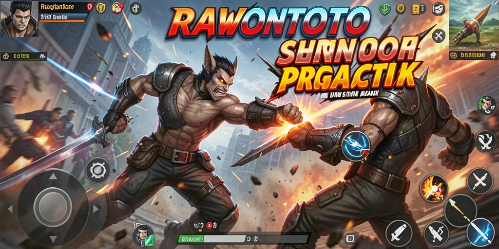 Tangkapan layar menunjukkan pertempuran mendebarkan dalam gameplay RAWONTOTO.