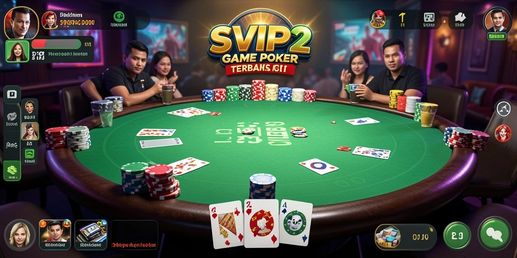 Screenshot gameplay SVIP2 menampilkan interaksi poker yang mendebarkan.